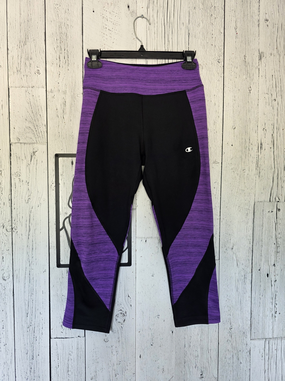 Champion Purple & Black Colorblock Athletic Capris Leggings Women's Size M Yoga